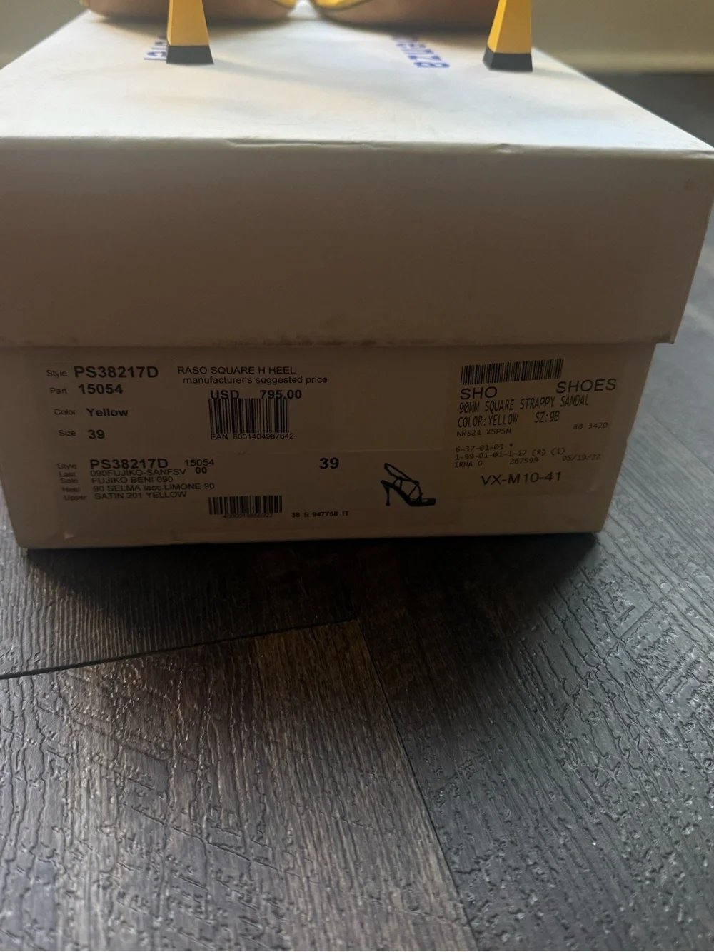 Proenza Schouler Raso Yellow Strappy Square-Toe Sandals 39 NWT
